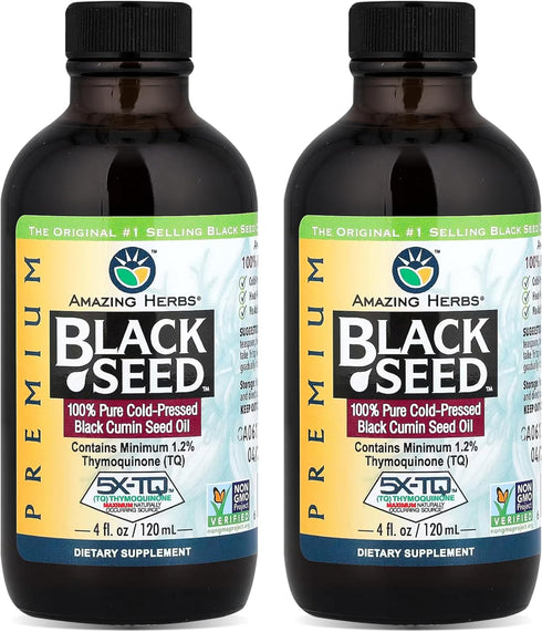 Amazing Herbs Premium Black Seed Oil - Gluten Free, Non GMO, Cold