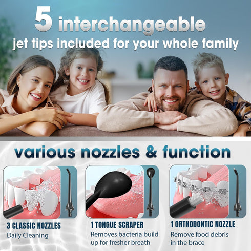 Nicwell Water Dental Flosser Teeth Pick, 4 Modes Oral Irrigator, Portable & Rechargeable, IPX7 Waterproof