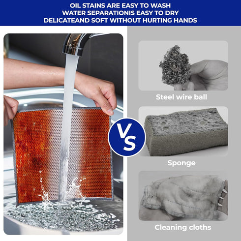 Wangjinpeng 8 Pcs Wire Dishwashing Rag, Non Scratch Wire Dishcloth for Kitchen Cleaning