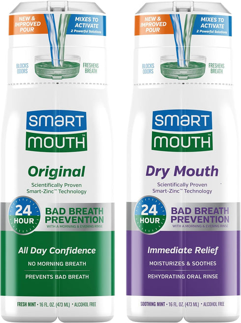 SmartMouth Original & Dry Mouth Zinc Activated Mouthwash Bundle - Immediate Dry