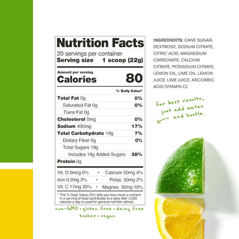 Skratch Labs Hydration Powder | Sport Drink Mix | Electrolytes for Exercise, Endurance | Lemon + Lime | 20 Servings
