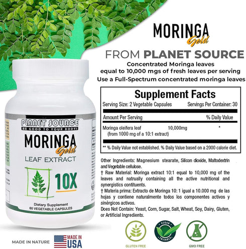 Moringa Leaf Gold Extract 10X, 60 Count Veggie Capsules, Vitamins & Minerals