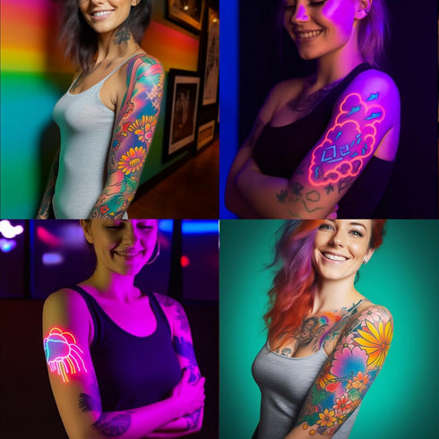 Temporary Tattoo Markers for Skin, 15PCS Dual-Ended Tattoo Pen + 50 Paint Stencils + 43 Tattoos Stickers