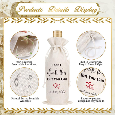Pregnancy Announcement Wine Gift Bag - Wxiben I Cant Drink This But You Can Pregnancy Announcement Gifts Reusable