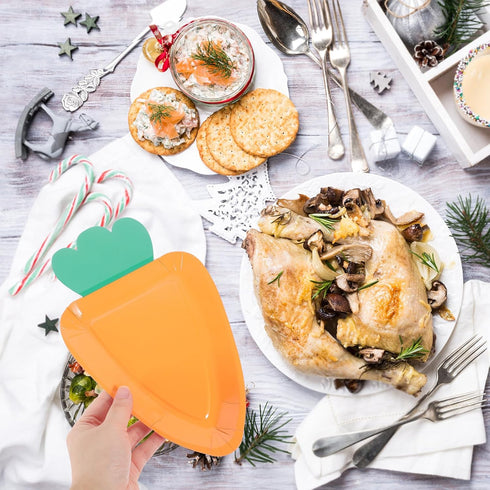 SWETRACE 24pcs Carrot Shaped Disposable Paper Plates Multi-function Household Dinner Plates for Party Gathering