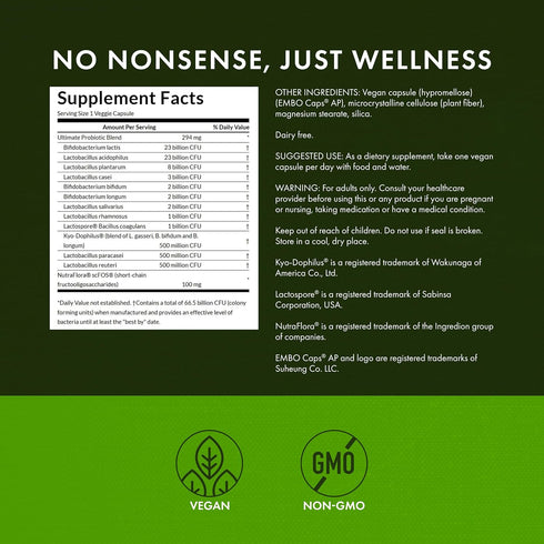 Swanson Ultimate Probiotic Formula, 66 Billion CFU, Digestive Health, 30 DRcaps Veggie Capsules