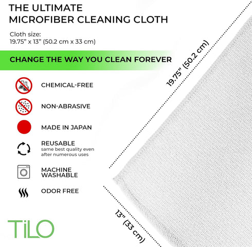 TiLO Microfiber Cleaning Cloth - 19 x 13-inch Ultra-Absorbent Reusable Soft Polishing Cloth for Dust & Dirt
