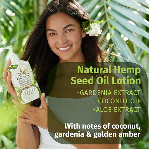 Hempz Body Lotion Moisturizer - White Gardenia & Coconut Palm - Daily Cream with Shea Butter, Coconut Oil, 17 Fl Oz