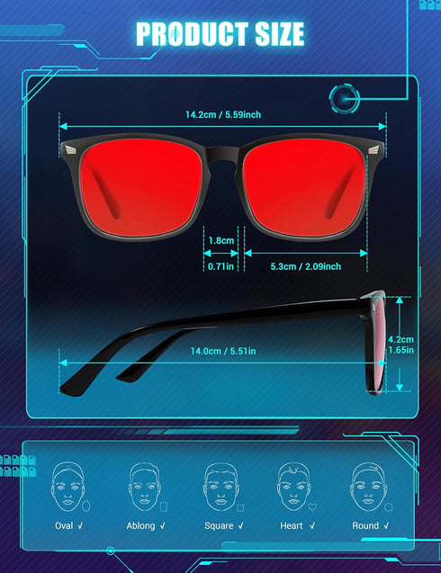 TIJN Blue Green Light Blocking Sleep Glasses with Red Light Lens for Gaming & UV Protection