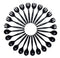 24 Heavy Duty Disposable Plastic Serving Utensils, Twelve 10" Forks & Spoons, Black