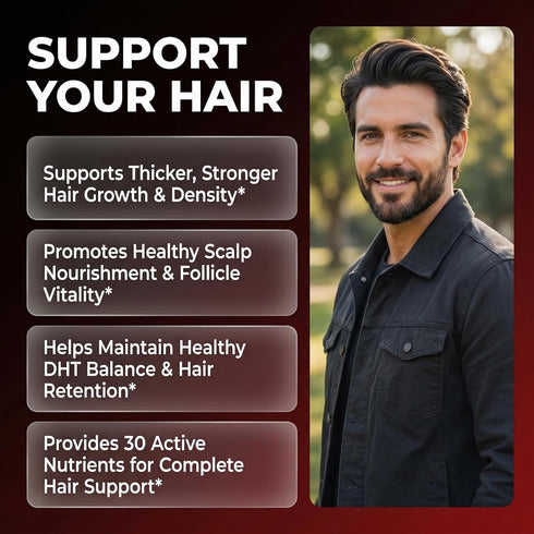 Horsetail D3 B12 Hair Growth Supplement For Men | Biotin Hair Vitamins Collagen Pumpkin Seed Saw Palmetto Iron Ginseng