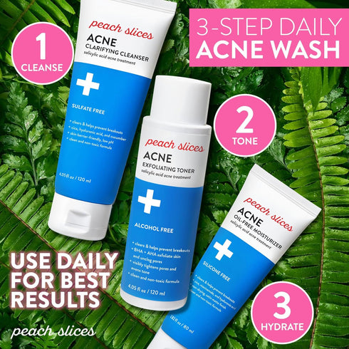 Peach Slices Acne Oil-Free Moisturizer, 2.8 oz with Satin Matte Finish, 0.5% Salicylic Acid