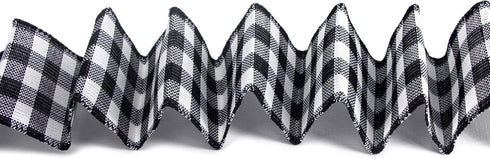 Ribbli Black and White Wired Ribbon, Buffalo Plaid 2-1/2 Inch x Continuous 10 Yard, Burlap Ribbon for Big Bow, Wreath,