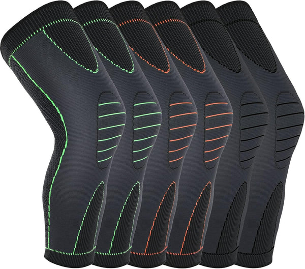 6 Pcs Long Compression Leg Sleeves, Full Knee Support for Men Women, Pain Relief for Arthritis and Swelling