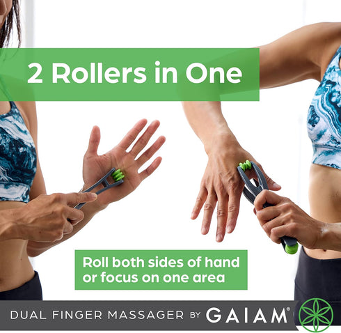 Gaiam Finger Massager Dual-Sided Hand Massage Roller Tool for Circulation, Stress, Arthritis and Hand Pain Relief