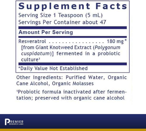 Premier Research Labs Resveratrol Liquid Supplement, Antioxidant Support for Heart Health & Blood Flow, 8 Fl Oz