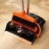 Broom and Dustpan Set, Lightweight Upright Lobby Broom and Dust Pan Combo for Home Kitchen Office (Orange and Black)