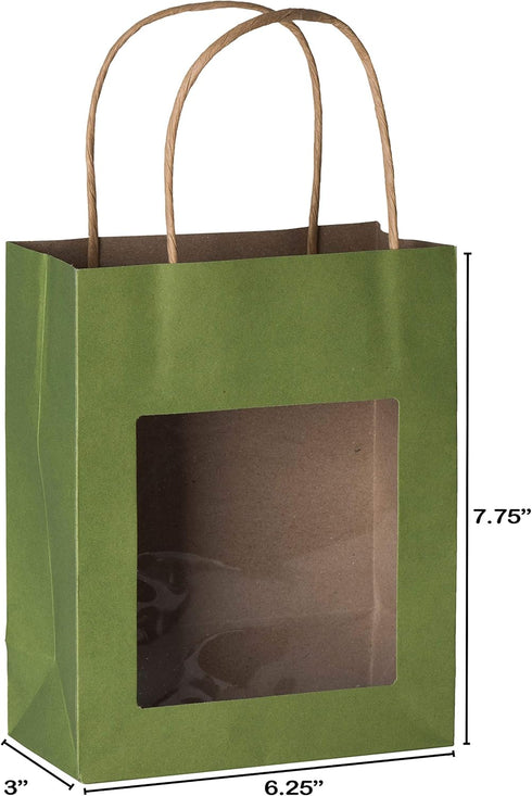 Hammont Gift Bags with Handles, 10 Pack Kraft Paper Bags, Small Gift Bags for Parties, Birthdays, Weddings (Green)