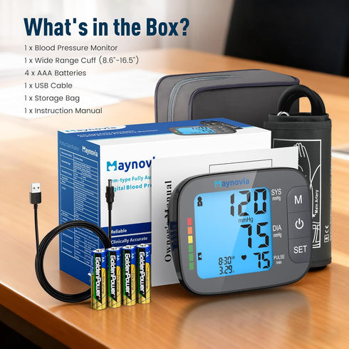 Maynovia 260 Blood Pressure Monitor for Upper Arm, Automatic Blood Pressure Cuff for Home Use, Blood Pressure Machine