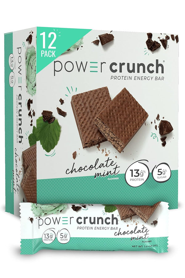 Power Crunch Protein Wafer Bars, High Protein Snacks, Chocolate Mint, 1.4 Ounce (12 Count)