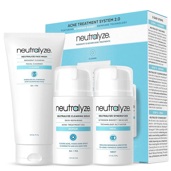 Moderate to Severe Acne Treatment Kit 2.0 - Maximum Strength Acne Kit with 2% Salicylic Acid & Mandelic Acid - 90+ Day