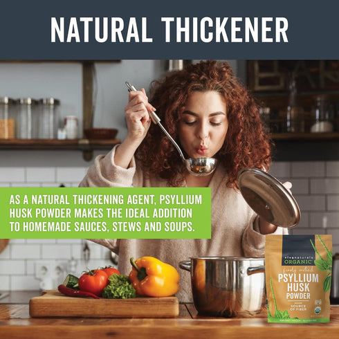 Viva Naturals Organic Psyllium Husk Powder, 10 oz - Finely Ground Superfood, Good Source of Fiber for Baking