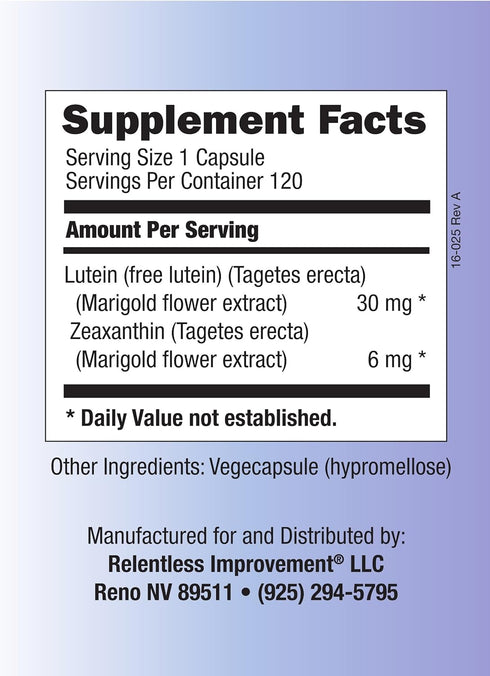 Lutein Zeaxanthin, 120 Vegi-Capsules, Natural Source