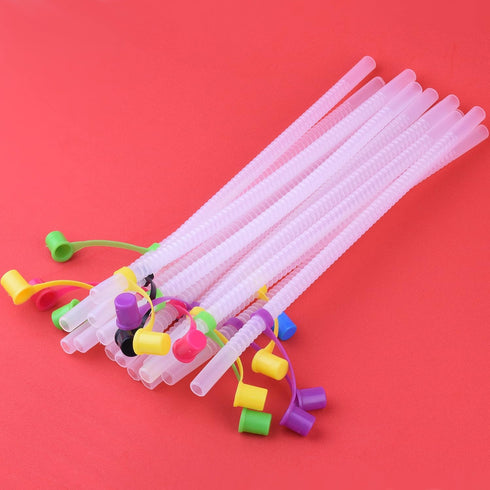 Bendable Straws with Covers Cap - 11 inch Long Flexible Straws, Bendy Drinking Straws Reusable with Covers Cap,