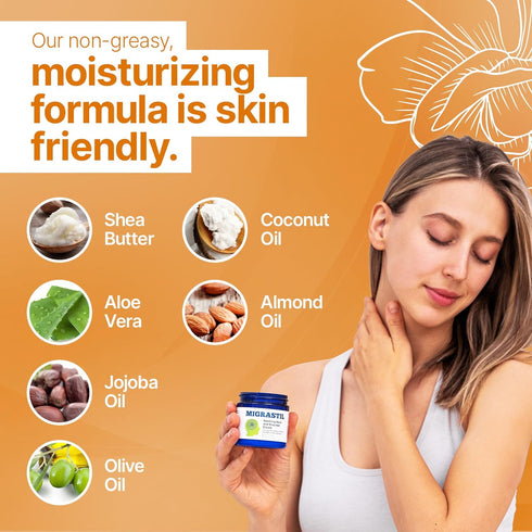 Basic Vigor Migrastil Soothing Neck & Shoulder Cream, Fast-Acting Non-Greasy Topical Cream - 4 oz.