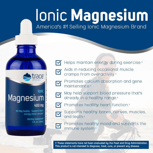 Trace Minerals Liquid Ionic Magnesium 400 mg, 4 fl oz (32 Servings)