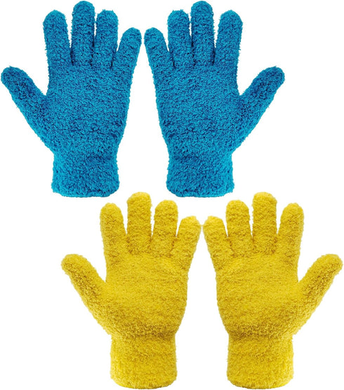 ZHJISHGUO 2 Pcs Blue Reusable Microfiber Cleaning Gloves