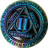 2 Year AA Medallion Reflex Rainbow Plated Black Sobriety Chip II