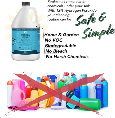 MAXTITE 12% 1 Hydrogen Peroxide Solution - Gallon Ecofriendly Natural Cleaning Solution for Kitchen, Bath, Laundry