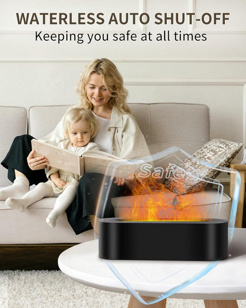 Kelymnaean 7 (150ml, Essential Oil Diffuser with Fireplace Flame, Ultrasonic Cool Mist Humidifier for Aromatherapy