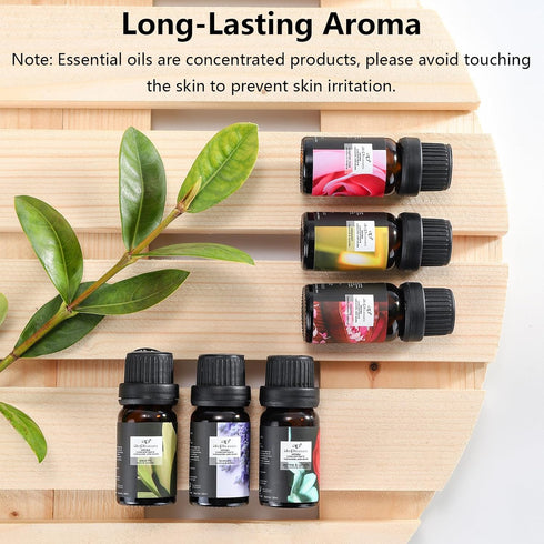 Floral Essential Oil Set - 6x10ml Aromatherapy Gift Kit for Diffuser, Humidifier, DIY Candle