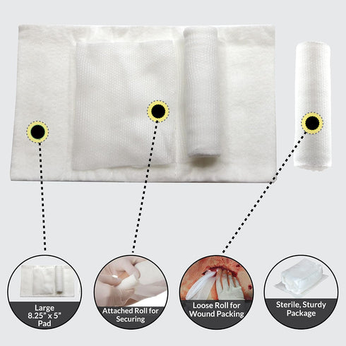 Ever Ready First Aid EverStop Blood Stopper Compress, Multi-Purpose Wound Dressing, FSA/HSA Eligible, 6 Pack