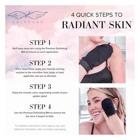 Seraphic Skincare 4-Piece Self Tanner Kit - Includes Premium Exfoliating Mitts and Applicator Belt for Perfect Tan