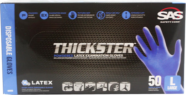 SAS 6603 Thickster Textured Safety Latex Gloves, Large (1 Box)