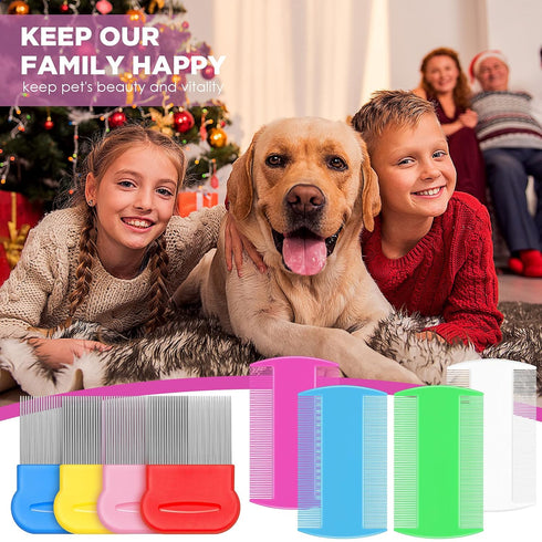 Maitys 8 Pieces Flea Lice Combs, Double Sided Lice and Nit Removal Hair Grooming Comb for Humans Pets (Pink, Light