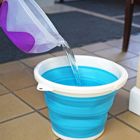 Silicone Collapsible Folding Gallon Bucket, 2.65 Gallon Capacity, Blue, Portable and Space-Saving