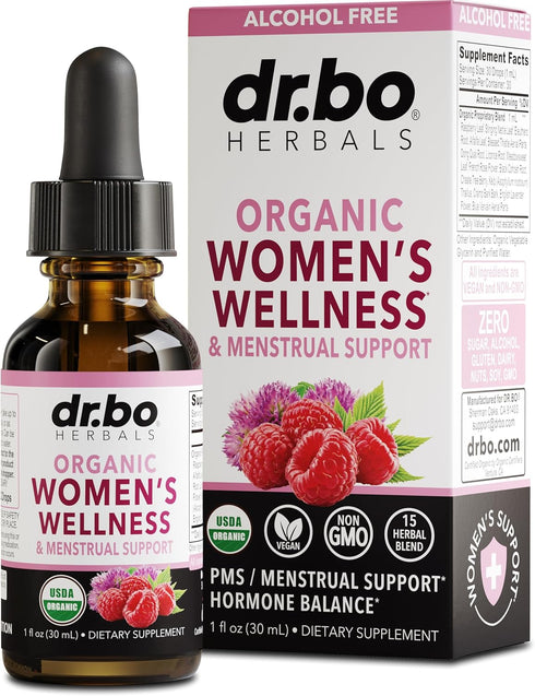Hormonal Balance Supplements for Women & PMS Relief - Organic Liquid Drops & Menstrual Cramp Support - 1 Oz