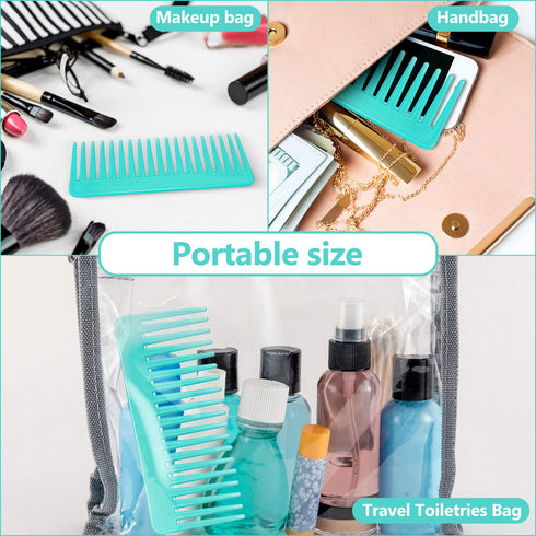 Large Hair Detangling Comb for Curly, Wet Dry Hair, Patelai Wide Tooth Comb, No Handle Accessories (White, Cyan)
