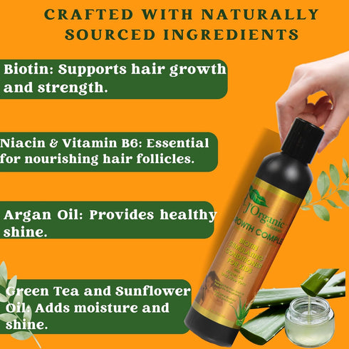 J'Organic Solutions Biotin Stimulating Hair Conditioner for Kids - Promotes Thicker, Fuller Hair, Argan Oil Scent, 8 oz