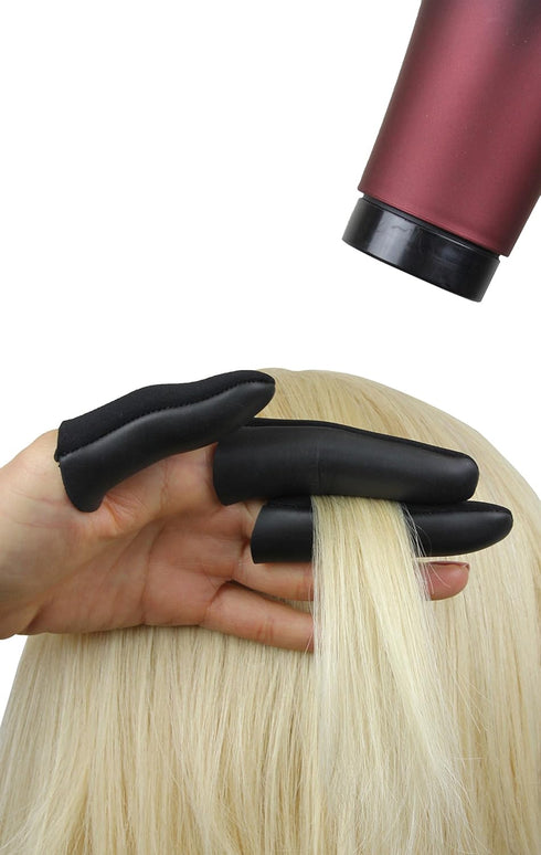 Jatai Heat Shield Professional High Heat Resistant Finger Protection Guards for Curling Irons, 3pc (Small/Medium, Black)
