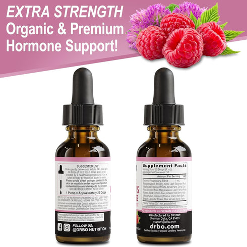 Hormonal Balance Supplements for Women & PMS Relief - Organic Liquid Drops & Menstrual Cramp Support - 1 Oz