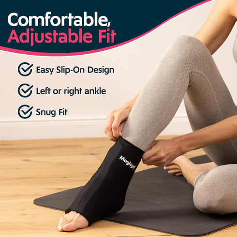 Magic Gel Ankle Ice Pack Wrap - Reusable Hot or Cold Wrap for Injuries, Soft Flexible Compression for Ankles, Foot,