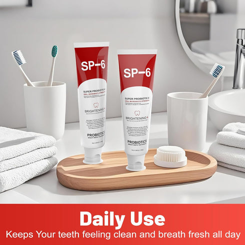 SP-6 6 Flavor,4.9 oz (3, 3) Probiotic Whitening Toothpaste for Teeth Whitening/Brightening & Fresh Breath, Probiotics
