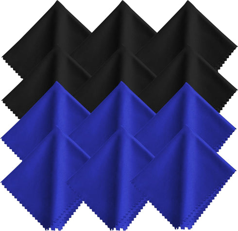 XTHEL Microfiber Glasses Cleaning Cloth - 12 Pack (6 Black + 6 Blue),