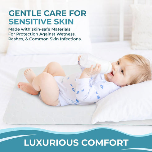 Washable Underpads 34”x36” (2 Pack), 4-Layers Waterproof Bed Pads for Incontinence, Bedwetting, and Pet Accidents