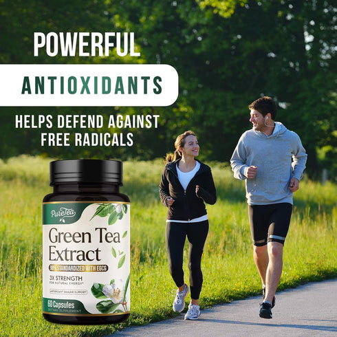 Green Tea Extract Pills 1000mg with EGCG - Heart Support Antioxidants, 98% Standardized Polyphenols - 60 Capsules